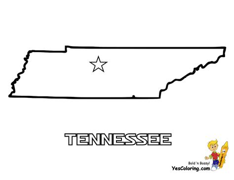 Tennessee State Map Coloring Page Sketch Coloring Page Map Coloring Pages, Tennessee Outline, Map Of Tennessee, Tennessee Crafts, Tennessee State Flag, Tennessee Flag, Tennessee Map, Learning For Kids, American States