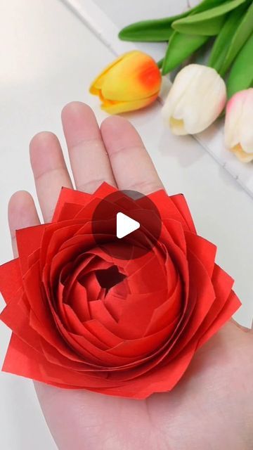 paper crafts creator on Instagram: "Title: "Crafting Love: DIY Red Rose from a Paper Cup" Hashtags: #CraftingLove #DIYRedRose #MothersDayCraft #HandmadeGifts" How To Make Red Roses With Paper, Tissue Paper Roses, How To Make Red, Red Crafts, Rose Crafts, How To Make Paper Flowers, Diy Cups, Construction Paper, Wine Cups