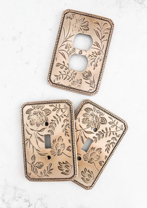 Floral Switch Plates, Anthropologie Switch Plate, Fancy Light Switch Covers, Anthropologie Light Switch Cover, Vintage Switch Plate Covers, Copper Outlet Covers, Gold Outlet Covers Light Switch Plates, Vintage Light Covers, Vintage Electric Home Decor