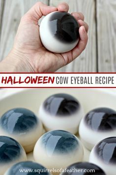 Best edible eyeball recipe ever! Everyone loved this creepy Halloween eyeball recipe! Five stars! Cow Eyeballs Halloween, Eyeball Rice Krispie Treats, Brain Jello Mold Ideas, Spooky Halloween Side Dishes, How To Make Eyeballs For Halloween, Spooky Eyeball Cookies, Eyeball Chocolate Chip Cookies, Halloween Candy Making, Eyeball Desserts