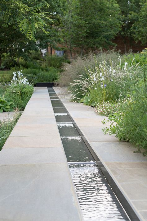 Marcus Barnett Studio — London — North Cotswolds Marcus Barnett, Patio Water Feature, Garden Stream, Modern Water Feature, Terraced Backyard, Garden Water Feature, Garden Architecture, Water Features In The Garden, Traditional Landscape