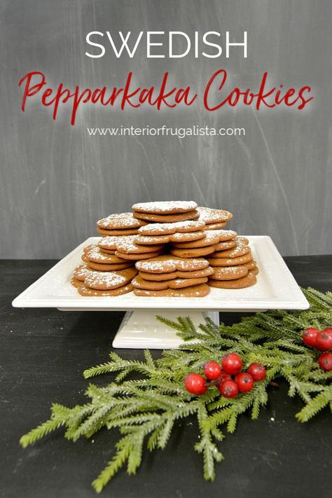 These mouth-watering Swedish Pepparkaka or Pepparkakor ginger cookies with soft centers are an annual Christmas tradition in my husband's family by Interior Frugalista Pepparkakor Recipe, Farmhouse Bedroom Wall, Swedish Cookies, Interior Cottage, Hot Fudge Cake, Hot Chocolate Fudge, Party Food Dessert, Single Serve Desserts, Slow Cooker Desserts