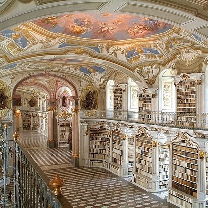 Library at the Benedictine Monastery in Admont, Austria. Kinda reminds me of Beauty and the Beast... Istoria Artei, Dream Library, Beautiful Library, Baroque Architecture, Beautiful Architecture, Beautiful Buildings, Pretty Places, Oh The Places Youll Go, Amazing Architecture