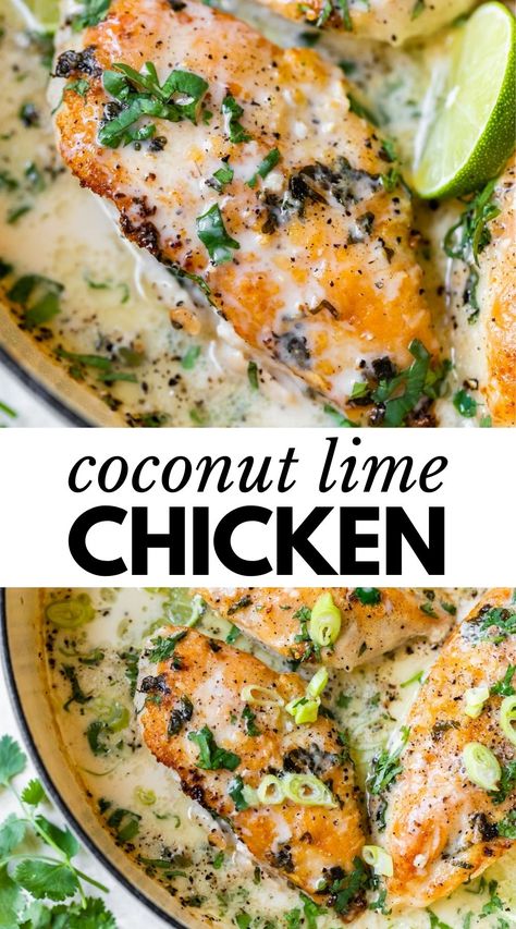 Coconut Lime Chicken, Resep Diet, Coconut Sauce, Health Dinner, Thigh Recipes, Lime Chicken, Health Dinner Recipes, Chicken Dishes Recipes, Coconut Lime