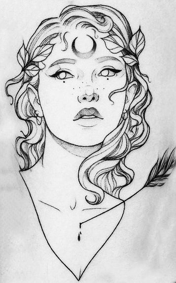 Selene Greek Goddess Tattoo, Goddess Of Life Tattoo, Artemis Goddess Tattoo Design, Artemis Goddess Art Drawing, Artemis Apollo Tattoo, Artemis Drawing Greek Mythology, Artemis Line Art, Artimus Greek Goddess Tattoo, Athena Drawing Greek Mythology