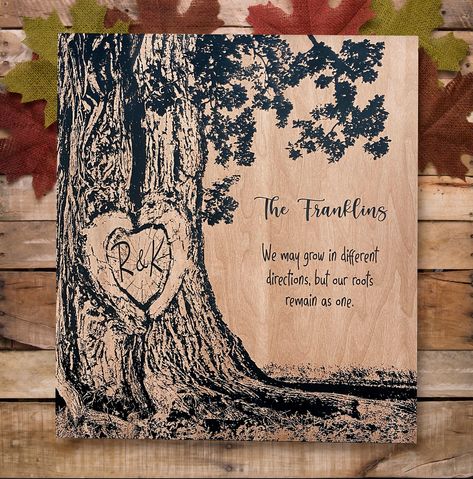 Tree Carvings, Carved Tree, Wedding Anniversary Presents, Personalized Plaques, Maple Plywood, Valentines Day Couple, Wood Burning Crafts, Tree Carving, Deep Roots