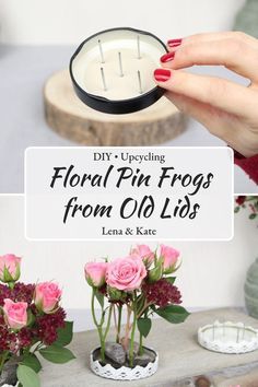 Pin Holder Flower Arrangement, Alternative Flower Arrangements, How To Use A Flower Frog, Floral Frog Arrangement Wedding, Diy Floral Frog, Floral Foam Alternative, Diy Frog Decor, Pin Frog Flower Arrangement, Flower Frog Diy