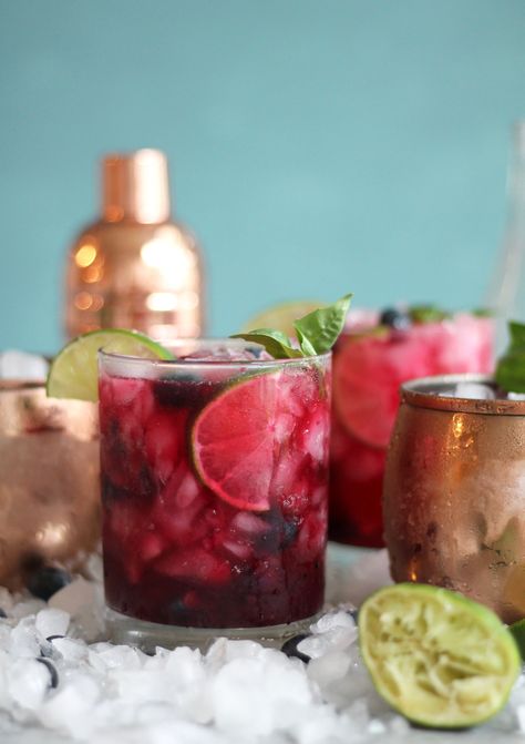 Blueberry Moscow Mule, Summer Tomato Recipe, Basil Simple Syrup, Blueberry Basil, Homemade Pesto Recipe, White Balsamic Vinaigrette, Garlic Roasted Broccoli, Moscow Mule Cocktail, Creamed Corn Recipes