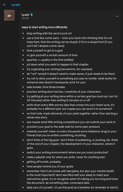 link to OG post ⬇️ https://www.tumblr.com/lyralit/721470147495411712/ways-to-start-writing-more-efficiently-stop?source=share Interesting Ways To Start A Story, Ways To Start A Chapter, Tumblr Writing Posts, How To Start A Fanfic, Good Ways To Start A Book, How To Start Your Story, How To Start Your Book, How To Start A Novel, How To Start Writing