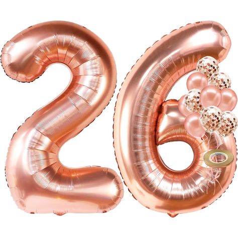 PRICES MAY VARY. 🎈LARGE SIZE - 40 INCH | COMPLETE SET | AFFORDABLE – Looking for a Fabulous 26 birthday decorations for women ? 26 Balloon Number comes with a Giant number 26 balloon rose gold , pack of 5 Real Rose Gold Latex Balloons & pack of 5 Rose Gold Confetti Balloons to complete your happy 26th birthday decorations for women or 26 year anniversary decorations. This 26 birthday balloons for women will never disappoint you in terms of quality and beauty. 🎈ELEGANT 26TH BIRTHDAY BALLOONS | 28 Balloons Number, Happy Birthday 28 Years, 26 Birthday Balloons, 28 Years Old Birthday, 28 Birthday Decorations, 26th Birthday Decorations, 28 Number, Birthday 28, 28 Birthday