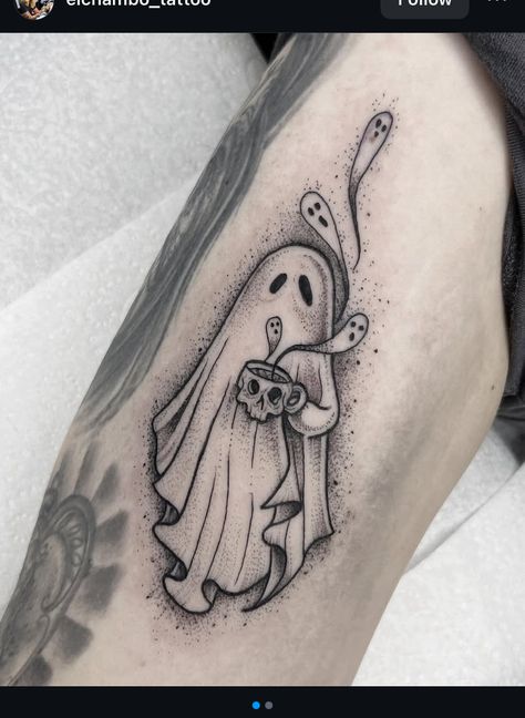 Cute Ghost Tattoo Ideas, Cute Ghost Tattoo, Ghost Tattoo Ideas, Lioness Tattoo, Grim Reaper Tattoo, Dog Paw Tattoo, Reaper Tattoo, Bat Tattoo, Ghost Tattoo