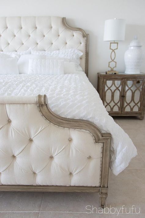 Bernhardt Marquesa Bedroom, Bernhardt Furniture Bedroom, Washed Furniture, Calm Bedroom, Beautiful Bed Designs, Simple Bed Designs, Dreamy Space, French Style Bedroom, Tufted Headboards