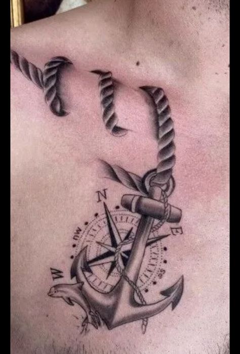 Anchor Chest Tattoo, Small Anchor Tattoos, Tatuaje Trash Polka, Small Chest Tattoos, Anchor Tattoo Design, Anchor Tattoos, Cool Chest Tattoos, Nautical Tattoo, Anchor Tattoo