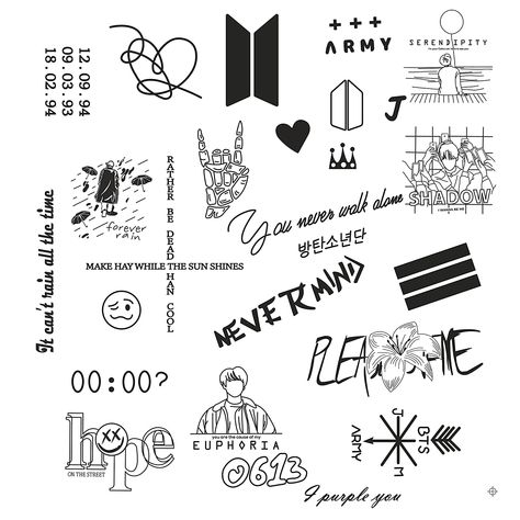 Bts Tattoo Ideas, Bts Tattoo, Army Tattoos, Tattoo Ideas Small, Korean Writing, Cute Little Tattoos, First Love Bts, Bts Drawings, Creative Tattoos