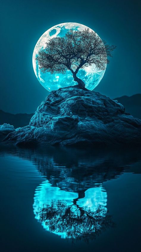 Prompt 👉a tree sitting on top of a rock next to a body of water, digital art, by Alexis Grimou, pexels contest winner, digital art, glowing blue, gaint black moon, avatar image, beautiful iphone wallpaper, blue-black, reflection, high contrast of light and dark, wallpaper - 1 0 2 4, blue neon, wallpaper mobiler 👉 if Like, please Follow and Share AI Graphics Studio 👇Contact on WhatsAPP: http://tiny.cc/aigraphicsstudio #aigraphicsstudio #AI #DigitalMarketing #digitalartist #digitalart #digita... Blue Neon Wallpaper, Moon Avatar, Water Digital Art, Avatar Tree, Beautiful Iphone Wallpaper, Digital Art Background, Night Cafe, Draw Together, Avatar Images