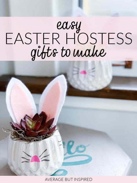 5 Simple DIY Easter Hostess Gifts to Make Easter Crafts For Coworkers, Easter Plant Gift Ideas, Easter Hostess Gift Ideas Diy, Diy Easter Gifts For Adults Simple, Easter Small Gift Ideas, Coworker Easter Gifts, Easter Gift For Coworkers, Small Easter Gifts For Adults, Easter Party Favors For Adults