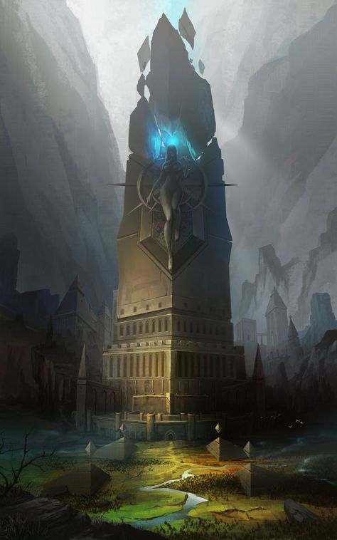 Tower of the goddess Graphisches Design, Landscape Designs, Fantasy City, Fantasy Setting, Fantasy Places, Fantasy Art Landscapes, Fantasy Concept Art, High Fantasy, Fantasy Rpg