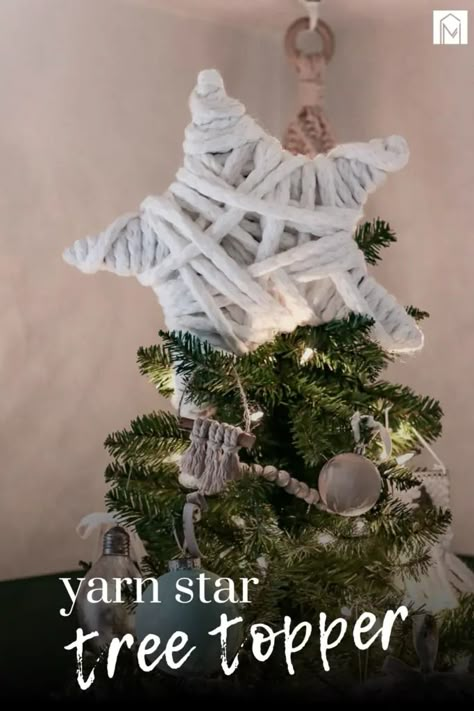 Transform your holiday decor with this easy and budget-friendly craft project. Create a stunning Christmas tree star using just yarn and cardboard. This simple tutorial is perfect for adding a personal touch to your tree topper, making your festive season even more special. Burlap Christmas Tree Topper, Diy Star Topper, Paper Tree Topper Diy, Diy Felt Tree Topper, How To Make A Star For Christmas Tree, Diy Tree Topper Star, Diy Tree Star Topper, Handmade Tree Topper, Diy Christmas Star Topper