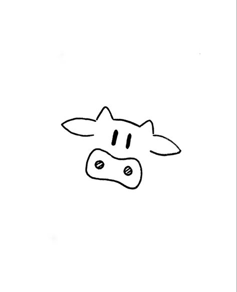 Easy Sticker Drawing, Cow Doodle Tattoo, Simple Cow Doodle, Country Doodles Easy, Fluffy Cow Drawing Easy, Simple Western Drawing Ideas, Western Doodles Easy, Easy Tiny Drawings, Cute Tiny Drawings Doodles