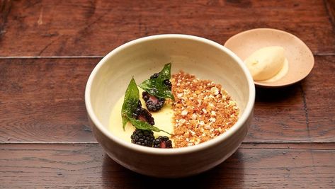 Sweet Corn Panna Cotta with Cornflake Ice Panna Cotta Plating, Australia Recipes, Popcorn Salt, Masterchef Recipes, Masterchef Australia, Master Chef, Fresh Corn, Sweet Corn, High Tea