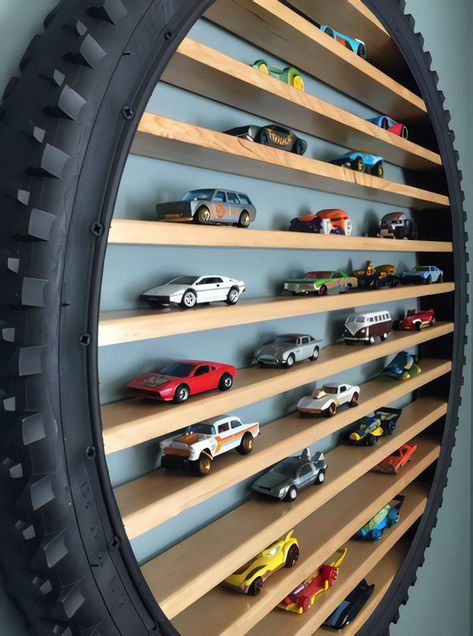 Diy Hot Wheels Storage, Hot Wheels Bedroom, Matchbox Cars Display, Hot Wheels Storage, Hot Wheels Room, Car Display, Display Wall, Modern Kitchen Design Open Concept, Matchbox Cars