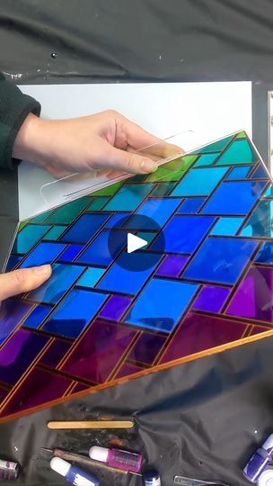 5.6K views · 129 reactions | Squares - Resin Art that looks like Stained Glass. | Resin art that looks like stained glass.  I separated the squares with a narrow band that can be colored black or silver or whatever, to give the... | By Pour Away Fluid Arts | Facebook Stained Glass Resin, Glass Resin Art, Fluid Art, Resin Crafts, Resin Art, Stained Glass, Black Color, That Look, Band