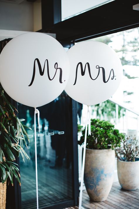 Kate Spade 'Mr' + 'Mrs' Balloons at Beachside Dojo, Manly, Sydney Mr And Mrs Balloons, Manly Sydney, Weddings Idea, Green Feather, Dresses Bridesmaid, Lingerie Shop, Bridal Fashion, Mr And Mrs, Event Styling