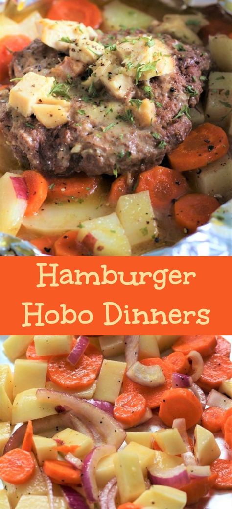 Ground Chuck Recipes, Hobo Dinner Recipes, Recipes Using Hamburger, Hobo Dinner, Beef Patties Recipes, Hobo Dinners, Foil Pack Dinners, Foil Packet Dinners, Foil Pack Meals