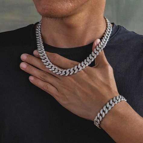 12mm 2 Rows Iced Out Cuban Link Chain White Gold Plated Bling Proud Iced Out Cuban Link Chain, Frozen Heart, Urban Jewelry, Free Bracelet, Hip Hop Jewelry, Cuban Link Chain, Cuban Chain, Cuban Link, Online Jewelry Store