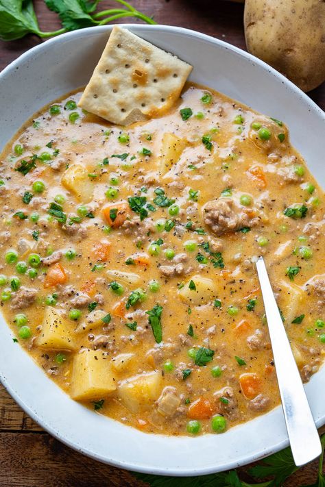 Crockpot Soup With Potato, Soup Recipes No Tomatoes, The Fresh Market Recipes, How To Transport Hot Soup, Creamy Supper Ideas, Tummy Soothing Soup, Shepards Pie Soup Recipe, Best Fall Crockpot Soups, White Rice Soup Recipes