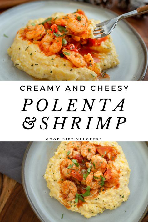 Shrimp And Polenta, Mexican Shrimp Recipes, Cheesy Polenta, How To Cook Polenta, Mexican Shrimp, Polenta Recipes, Traditional Italian Dishes, Creamy Polenta, Dinner Guest