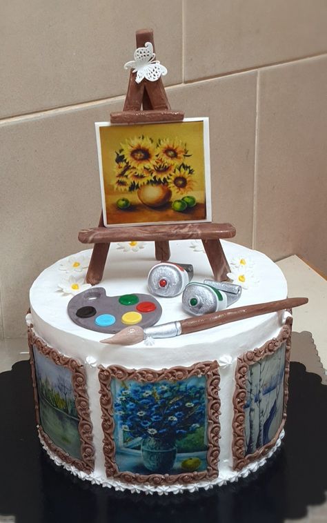 Artist Cake Birthday, Birthday Cake For Artist, Cake For Artist, Artist Theme Cake, Art Theme Cake, Artist Birthday Cake, Artists Cake, Artsy Cake, Painter Cake