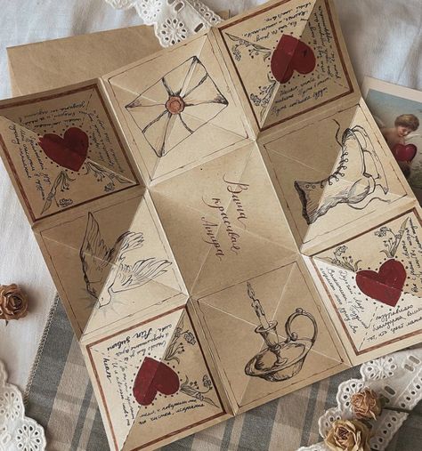 Medieval Love Letter, Folding Letters Into Envelope, Victorian Love Note Origami, Letter Design Ideas Cards Aesthetic, Victorian Puzzle Purse Design Ideas, Victorian Love Note, Letter Aesthetic Ideas, Victorian Letter Folding, Victorian Puzzle Purse Design