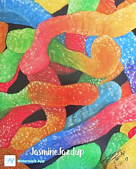 Gummy Worm Painting, Gummy Worms Drawing, Worm Drawing, Gummy Worms, Candy Art, Branding Ideas, Drawing Stuff, Gummy Bear, Color Pencil Art