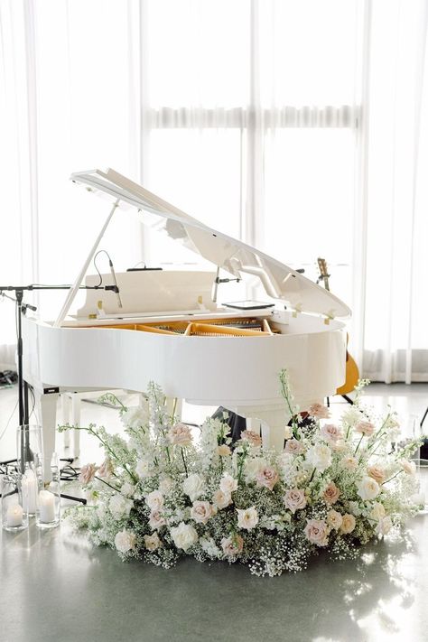 Piano at Hall of Lights wedding Piano At Wedding, White Grand Piano, Piano Wedding, Baby Grand Piano, White Piano, Baby Grand Pianos, Royal Garden, Intimate Wedding Ceremony, Grand Piano