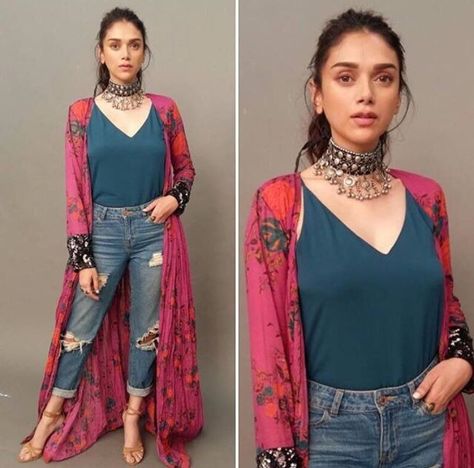 Bohemian Outfits Summer, Long Dress Casual Summer, Casual Indian Fashion, Salwar Kamiz, Gilet Long, Dress Indian Style, Indian Designer Outfits, Fashion Attire, Stylish Dress Designs