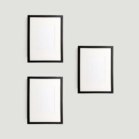 Gallery Frame Set, Black Photo Frames, Mirrored Picture Frames, Empty Frames, Gallery Frames, Photo Frame Design, Wood Molding, Wall Frames, Future Apartment