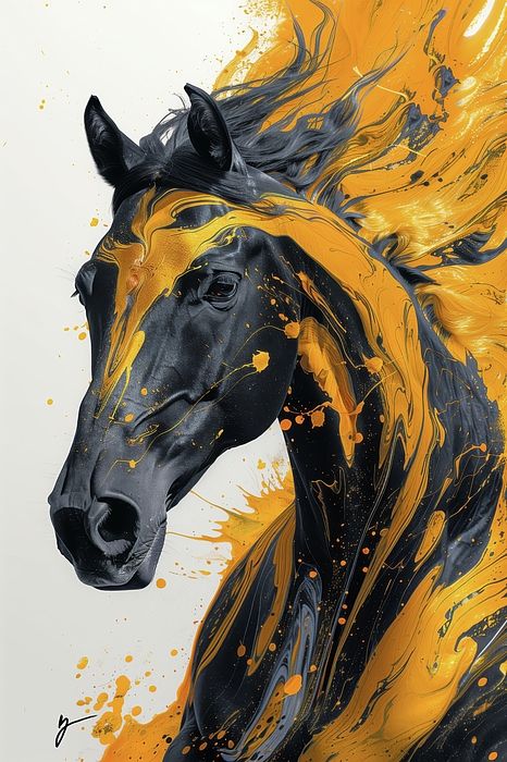 Ebony Inferno, by Greg Collins Horse Painting Ideas, Messy Drawings, Contemporary Horse Paintings, Equine Art Abstract, Horse Sublimation, Abstract Horse Art, Animal Photography Wildlife, Darkness And Light, Horse Art Drawing