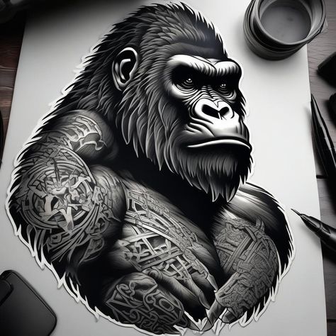 Gorilla Ink, Gorilla Tattoo, Becoming A Tattoo Artist, Beautiful Locations Nature, King Kong, Tattoo Artist, Tattoo Artists, Tattoo Ideas, Gym