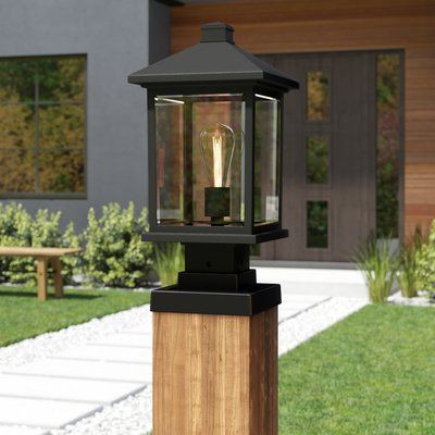 Sol 72 Outdoor Lovette Outdoor 1-Light Glass Shade Pier Mount Light | Wayfair Ranch Lighting, Column Lights, Outdoor Lamps, Driveway Lighting, Outdoor Lamp Posts, Driveway Entrance, Front Walkway, Lamp Post Lights, Pillar Lights