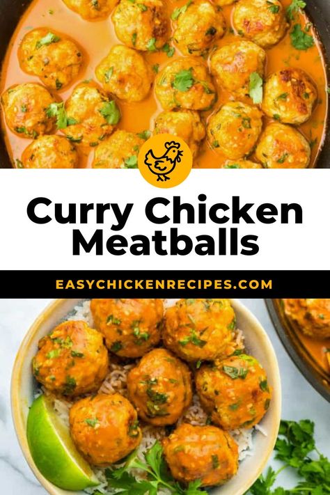 Mix up your weeknight meals with these delicious curry chicken meatballs. Ground chicken is seasoned with curry powder and spices before being baked and served in a sweet and spicy sauce. Rich, delicious, filling and satisfying, this is one chicken dinner the whole family will love! Seasoned meatballs are served in a red curry and coconut sauce and is ready to serve in 30 minutes. Chicken meatballs just got a flavor makeover with this Indian inspired recipe. Chicken Breast Recipes Pasta, Seasoned Meatballs, Easy Dinner Ideas Chicken, Curry Chicken Meatballs, Chicken Meatballs Recipe, Easy Chicken Breast Recipes, Spicy Meatball, Dinner Ideas Chicken, Chicken Meatball