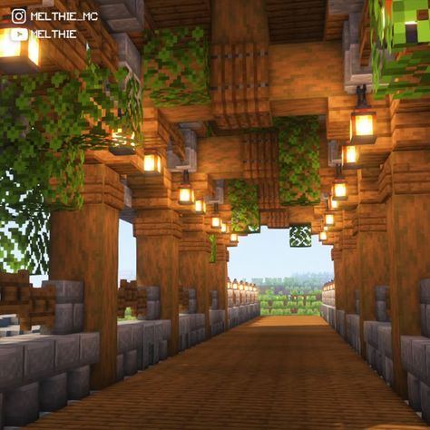 Wooden Minecraft Bridge, Minecraft Hill House Entrance, Minecraft Tall Bridge, Long Bridges Minecraft, Minecraft Ideas Creative, Big Staircase Minecraft, Huge Bridge Minecraft, Midevil Minecraft Bridge, Minecraft Hill Path