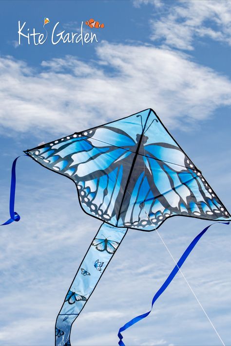 This beautiful Blue Butterfly Swarm fly-hi kite is easy to fly for all ages and looks fantastic in the air! Butterfly Swarm, Butterfly Kite, Diy Kite, Pagan Holidays, Kite Designs, Kites, A Butterfly, Blue Butterfly, Triangles