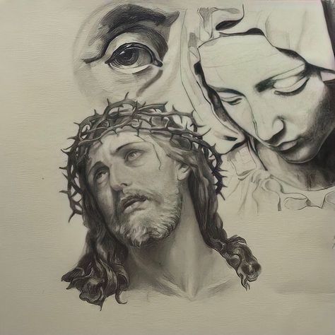 Jesus Sketch, Pencil Art Love, Christian Drawings, Virgin Mary Art, Jesus Drawings, Slowed Reverb, Rennaissance Art, Biblical Art, Chicano Art