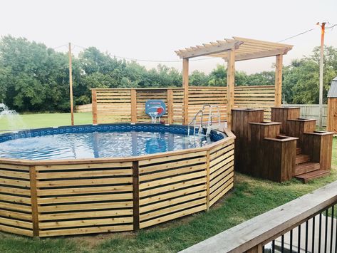 Small Backyard With Above Ground Pool Ideas, Above Ground Pool Fencing, Disguise Above Ground Pool, Bamboo Around Above Ground Pool, Wood Around Above Ground Pool, Above Ground Pool Wrap, Above Ground Pool Siding Ideas, Hide Above Ground Pool, Fence Around Above Ground Pool