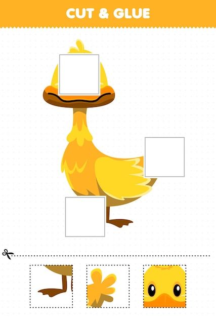 Education game for children cut and glue... | Premium Vector #Freepik #vector #worksheet #kids-worksheet #cut-glue #school-activities Cut And Glue Activities For Kids, Kids Social Media, Duck Crafts, Preschool Activities Printable, Kids Worksheet, Cut And Glue, Game For Children, Farm Activities, Arabic Alphabet For Kids