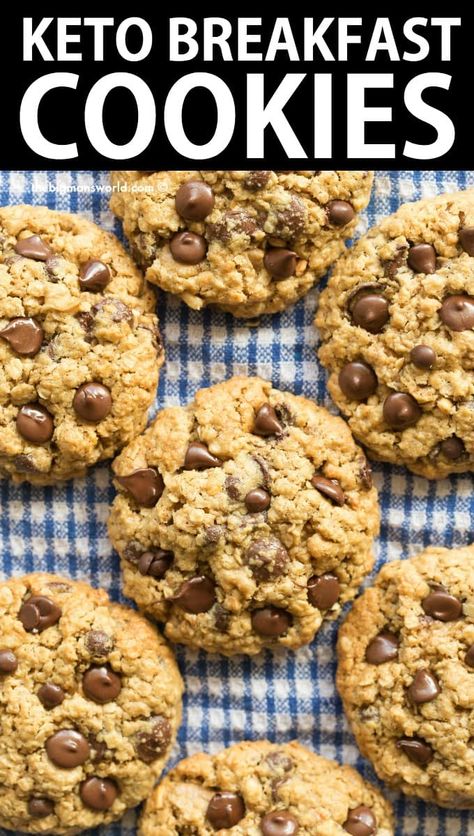 Keto Breakfast Cookies Recipe made with wholesome low carb ingredients, and completely eggless and sugar free! One bowl, 15 minutes and perfect for meal prep! Keto Breakfast Cookies, Cookie Variations, Galletas Keto, Breakfast Cookie, Desayuno Keto, Breakfast Cookie Recipe, Chocolate Breakfast, Postre Keto, Boiled Egg Diet Plan