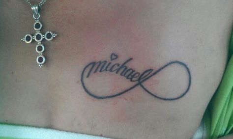 My loves name for on my body and he is forever in my heart Michael Tattoo Name, Amor Tattoo, Michael Tattoo, Tattoo Name, Forever In My Heart, Infinity Tattoo, I Tattoo, My Heart, Tatting