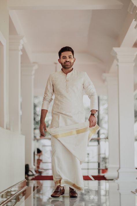 Christian Wedding attire for Groom Christian Traditional Dress, Christian Groom Outfit, Kerala Groom Outfit Hindu, Kerala Groom, Wedding Attire For Groom, Kerala Christian Wedding, Sisters Photography Poses, Saree Bride, Christian Wedding Dress