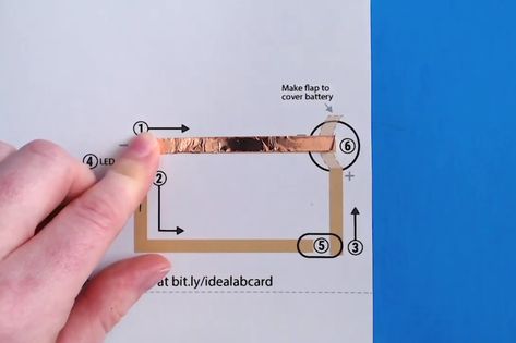 Light-Up Card : 9 Steps (with Pictures) - Instructables Light Up Greeting Cards, Light Up Cards, Paper Circuit, Led Card, Positive Symbols, Paper Circuits, A Gift For A Friend, Holiday Card Template, Bujo Ideas